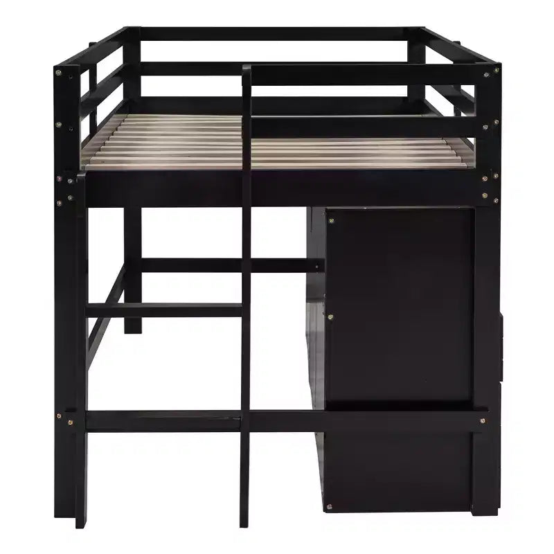 Whisen 81.8L x 40.8W Modern Design Twin Size Loft Bed with 4 Drawers, Underneath Cabinet and Shelves