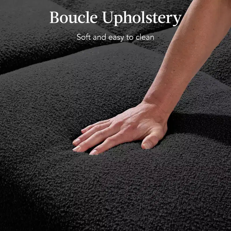Best Choice Products Curved Convertible Futon, Boucle Fabric Split-Back Sleeper Bed
