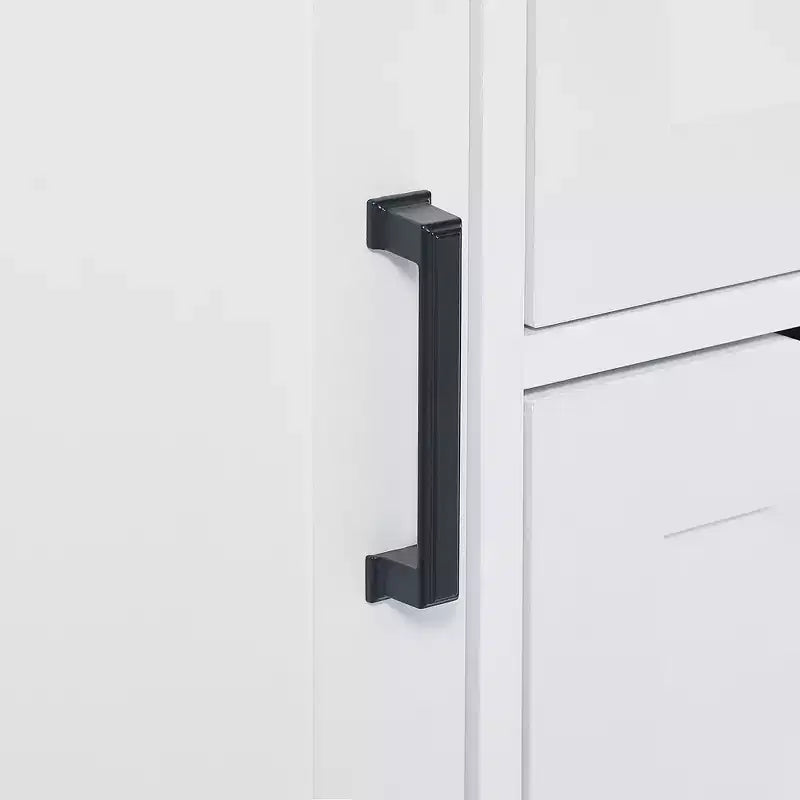 Whisen White Bathroom Storage Cabinet, Freestanding Style Cabinet with Multiple Storage Space and Open Shelf