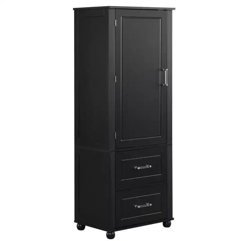 Whisen Tall Bathroom Storage Cabinet, Freestanding Storage Cabinet with Two Drawers and Adjustable Shelf
