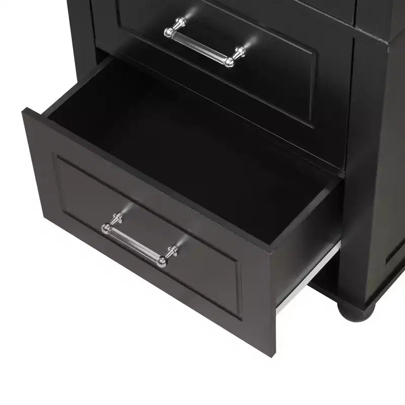 Whisen Tall Bathroom Storage Cabinet, Freestanding Storage Cabinet with Two Drawers and Adjustable Shelf
