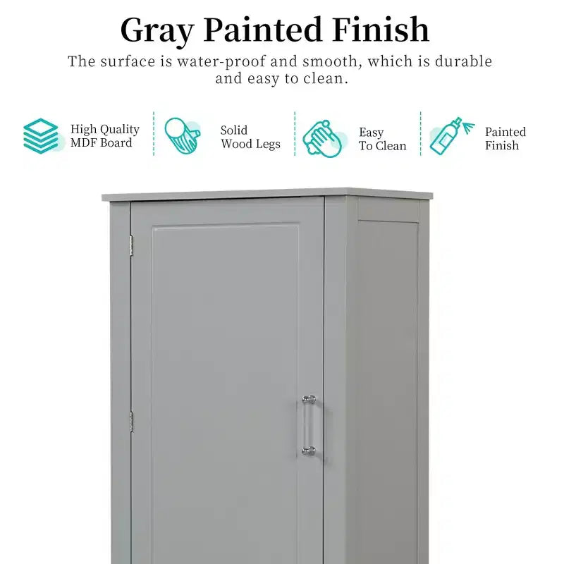 Whisen Tall Bathroom Storage Cabinet, Freestanding Storage Cabinet with Two Drawers and Adjustable Shelf