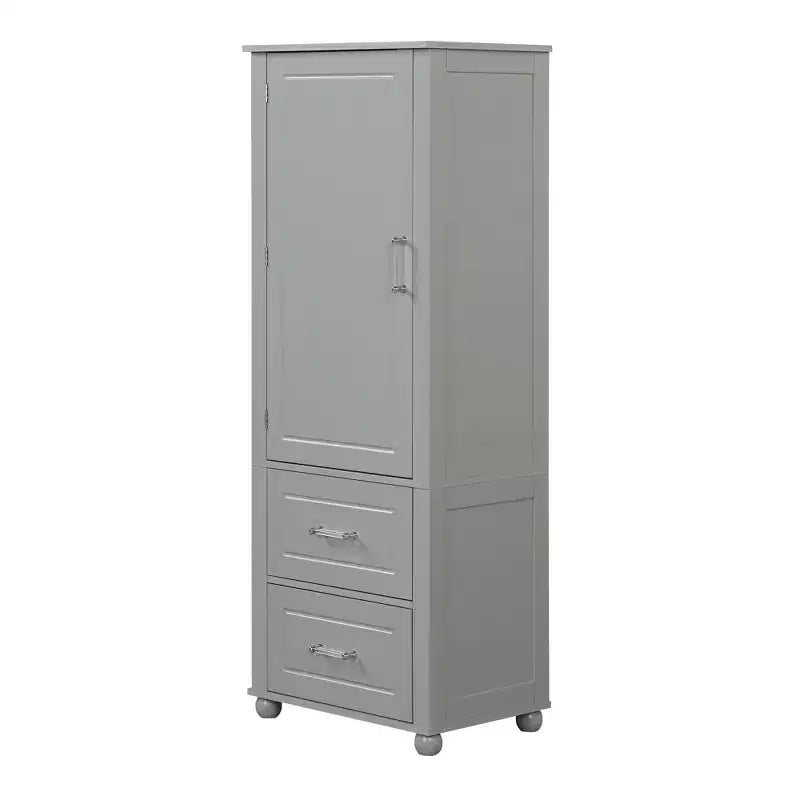 Whisen Tall Bathroom Storage Cabinet, Freestanding Storage Cabinet with Two Drawers and Adjustable Shelf