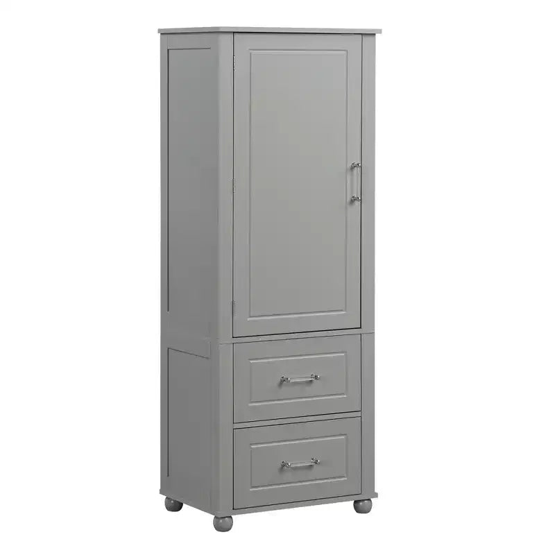Whisen Tall Bathroom Storage Cabinet, Freestanding Storage Cabinet with Two Drawers and Adjustable Shelf