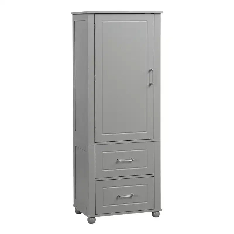 Whisen Tall Bathroom Storage Cabinet, Freestanding Storage Cabinet with Two Drawers and Adjustable Shelf