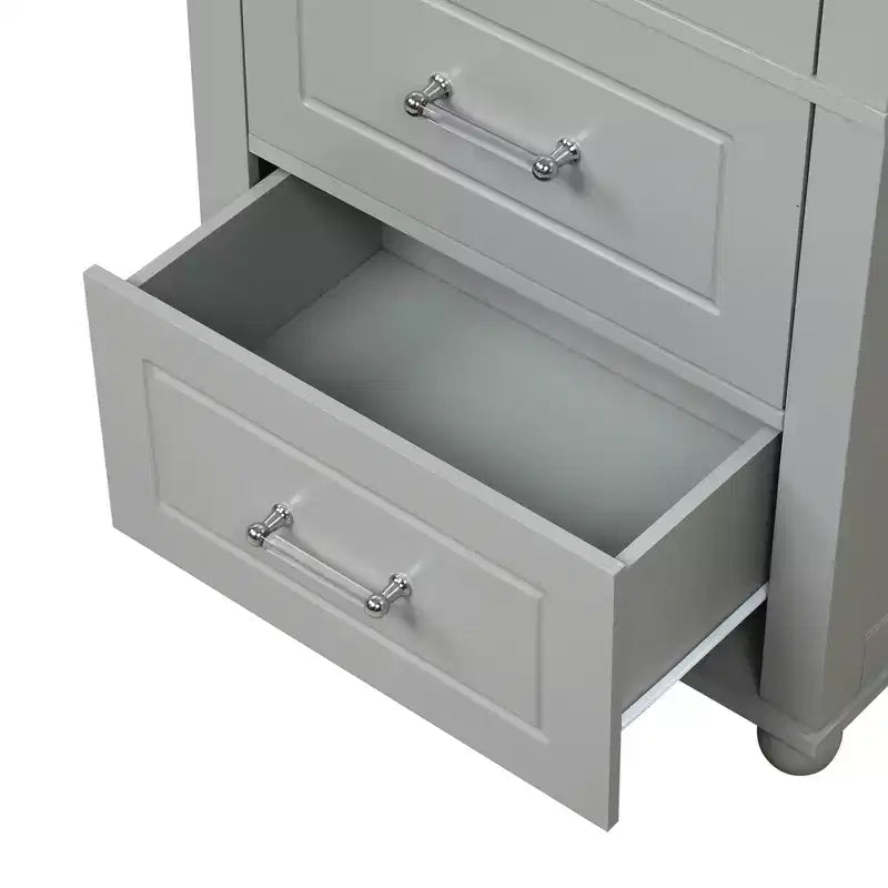 Whisen Tall Bathroom Storage Cabinet, Freestanding Storage Cabinet with Two Drawers and Adjustable Shelf