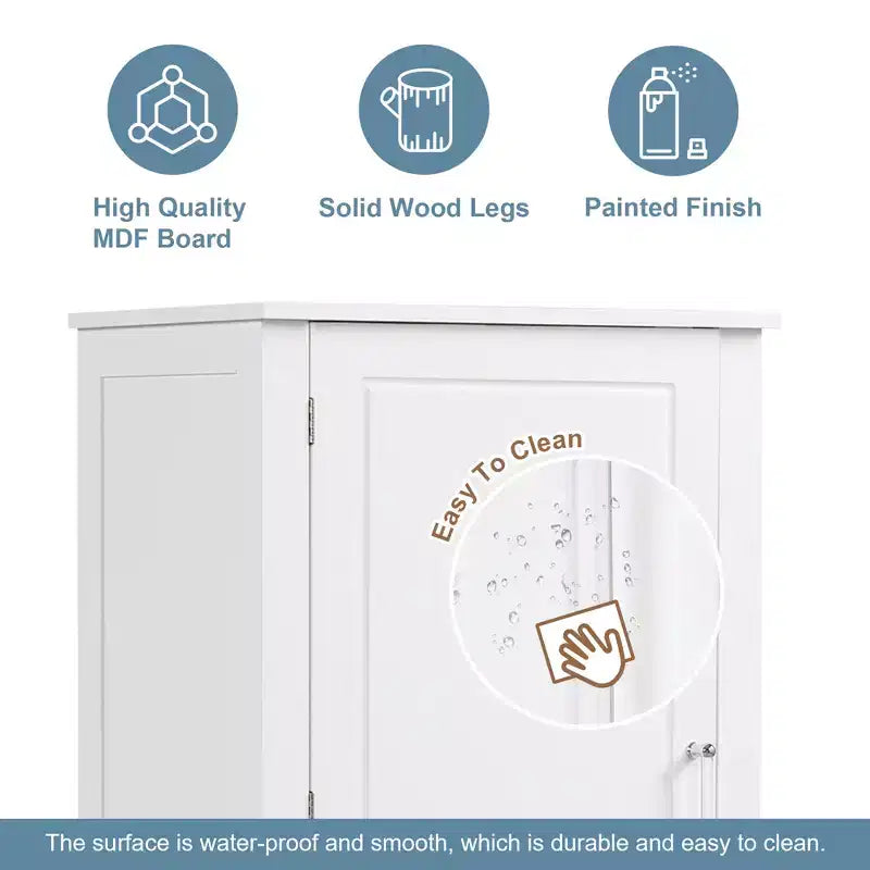 Whisen Tall Bathroom Storage Cabinet, Freestanding Storage Cabinet with Two Drawers and Adjustable Shelf