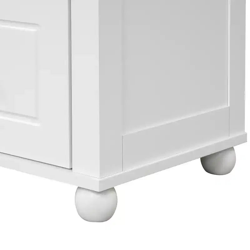 Whisen Tall Bathroom Storage Cabinet, Freestanding Storage Cabinet with Two Drawers and Adjustable Shelf