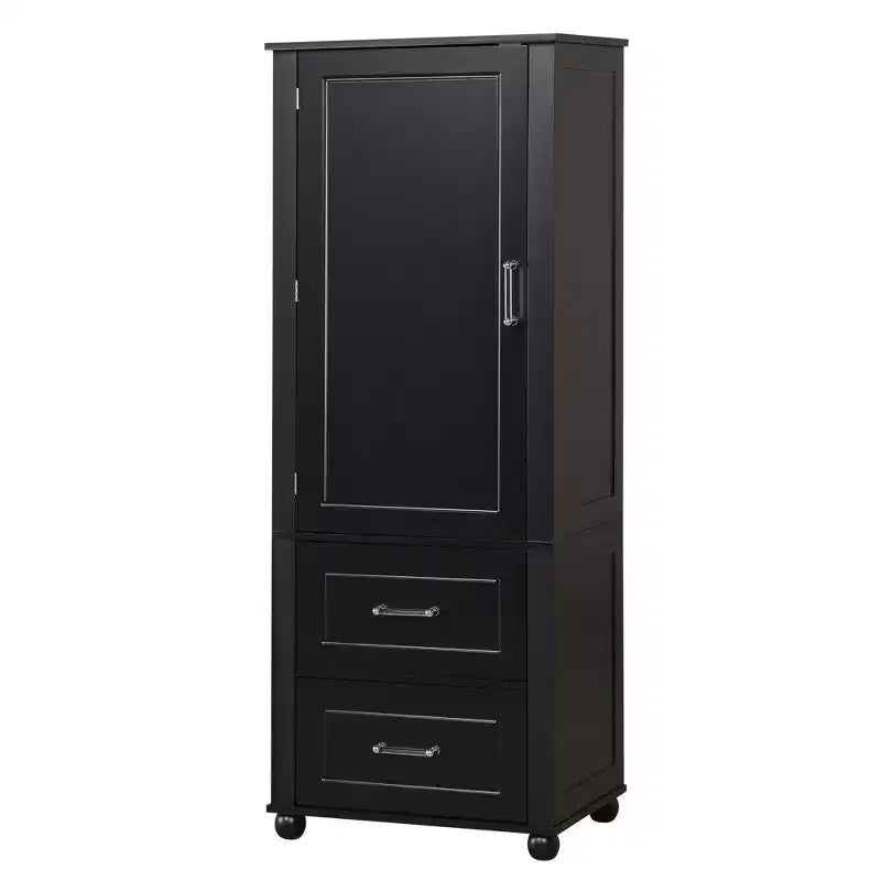 Whisen Tall Bathroom Storage Cabinet, Freestanding Storage Cabinet with Two Drawers and Adjustable Shelf