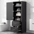 Whisen Tall Bathroom Storage Cabinet, Freestanding Storage Cabinet with Two Drawers and Adjustable Shelf