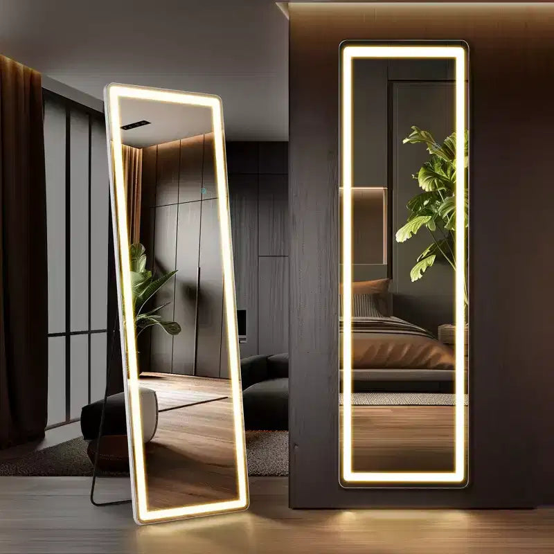 Floor Standing Illuminated Mirror with 3-Color LED Light, Bracket Included