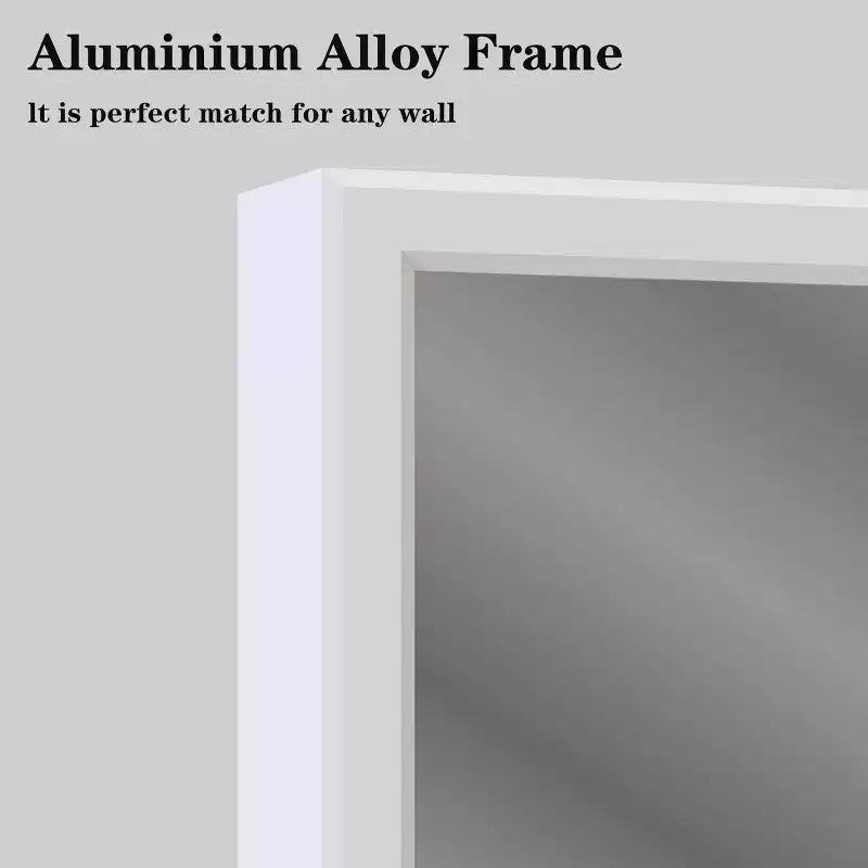48x32 Modern White Frame Bathroom Mirror: Oversized, Aluminum, Wall Mounted, Vertical/Horizontal