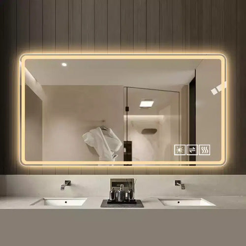 48x32 LED Bathroom Mirror: 3 Colors, 5-Level Dimmable, Anti-Fog, Wall Mounted, Horizontal/Vertical