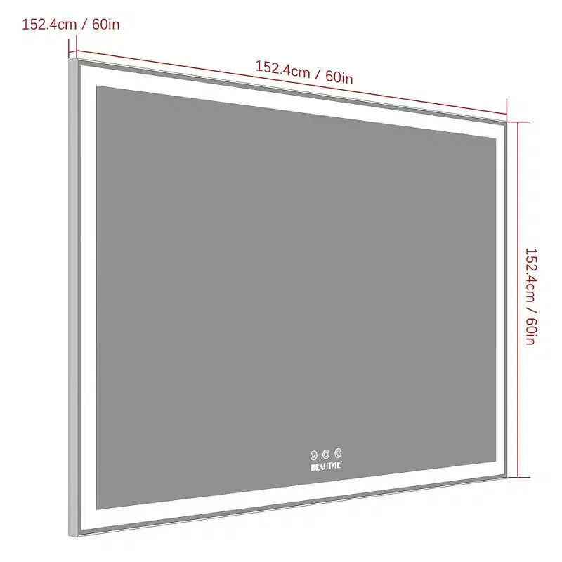 60x40 Oversized LED Bathroom Mirror: Wall Mounted, 3 Color Modes, Aluminum Frame, Large