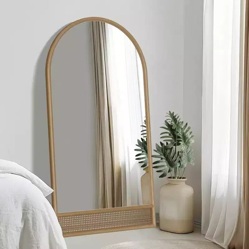 Brown Solid Wood Straight-Edge Full-Length Mirror 180x93x4cm