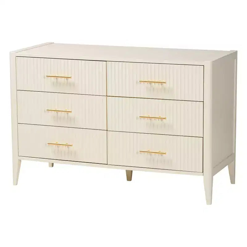 Baxton Studio Primrose Mid-Century Ivory Fluted Wood 4-Piece Canopy Bedroom Set