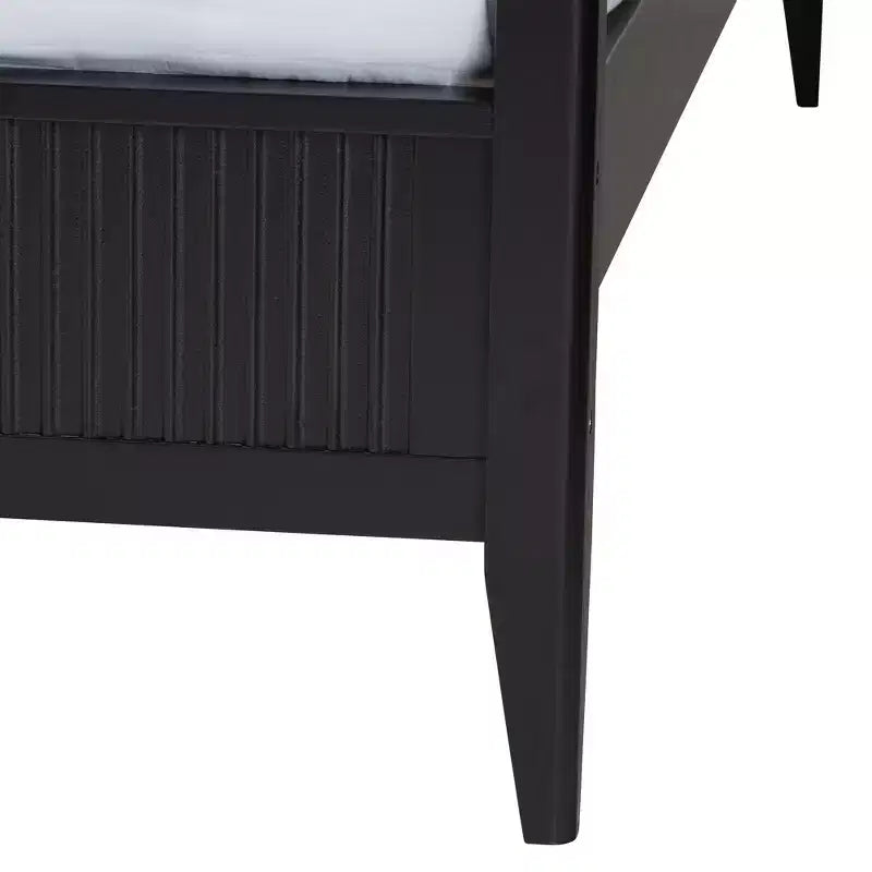 Baxton Studio Primrose Mid-Century Ivory Fluted Wood 4-Piece Canopy Bedroom Set