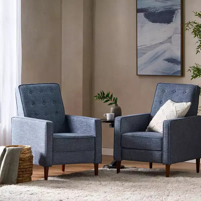 GDFStudio Mason Mid Century Modern Tufted Pushback Recliners (Set of 2)