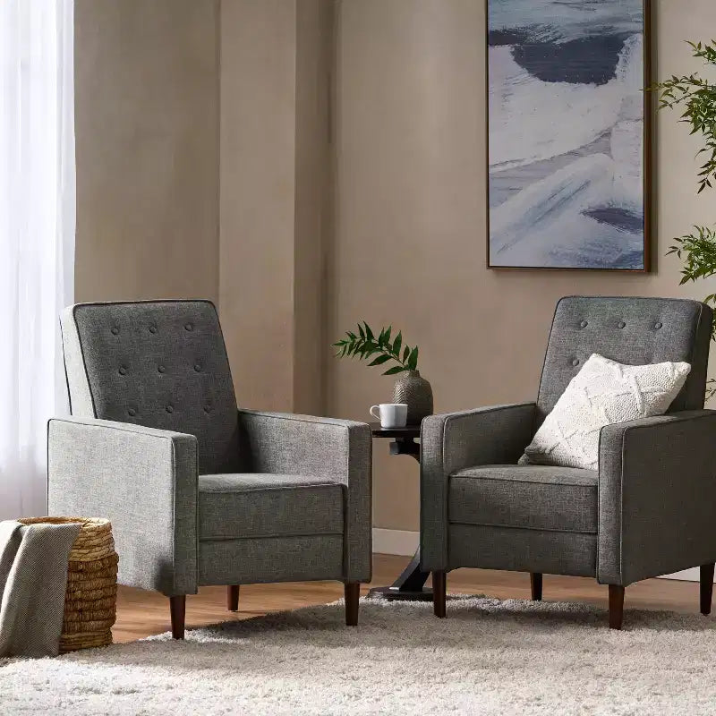 GDFStudio Mason Mid Century Modern Tufted Pushback Recliners (Set of 2)