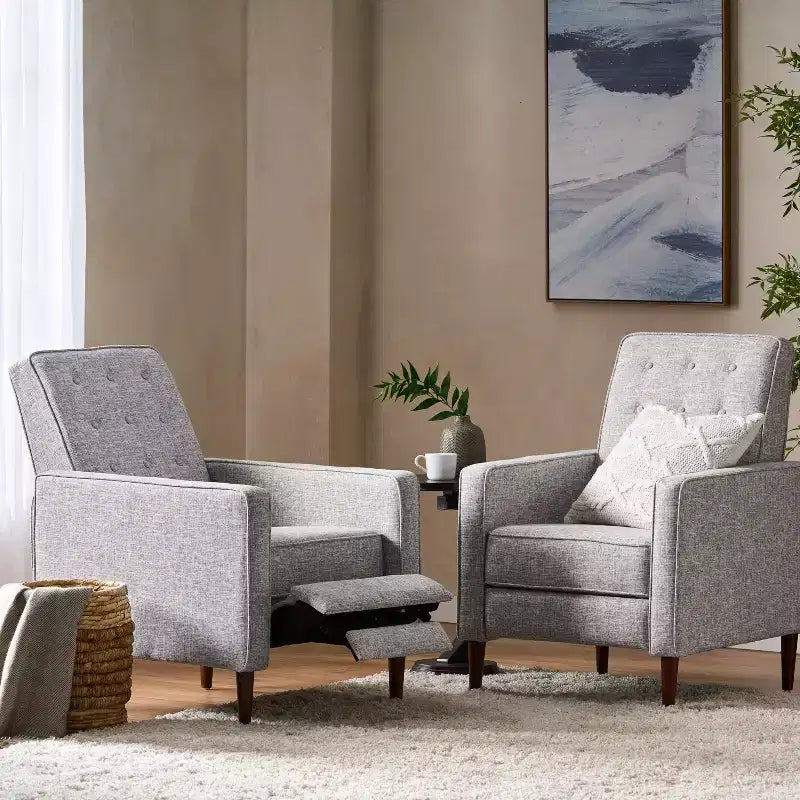 GDFStudio Mason Mid Century Modern Tufted Pushback Recliners (Set of 2)