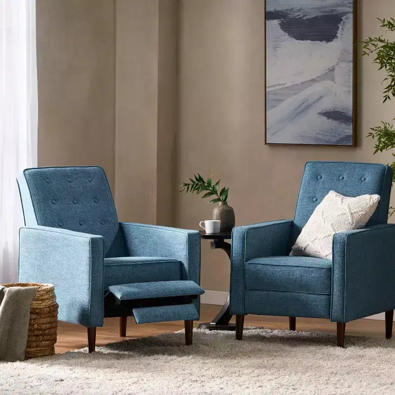 GDFStudio Mason Mid Century Modern Tufted Pushback Recliners (Set of 2)