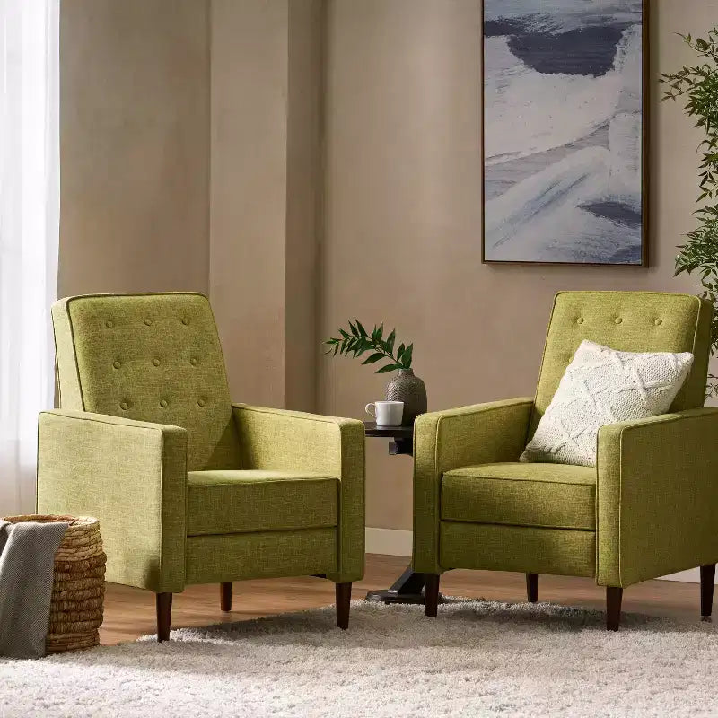 GDFStudio Mason Mid Century Modern Tufted Pushback Recliners (Set of 2)