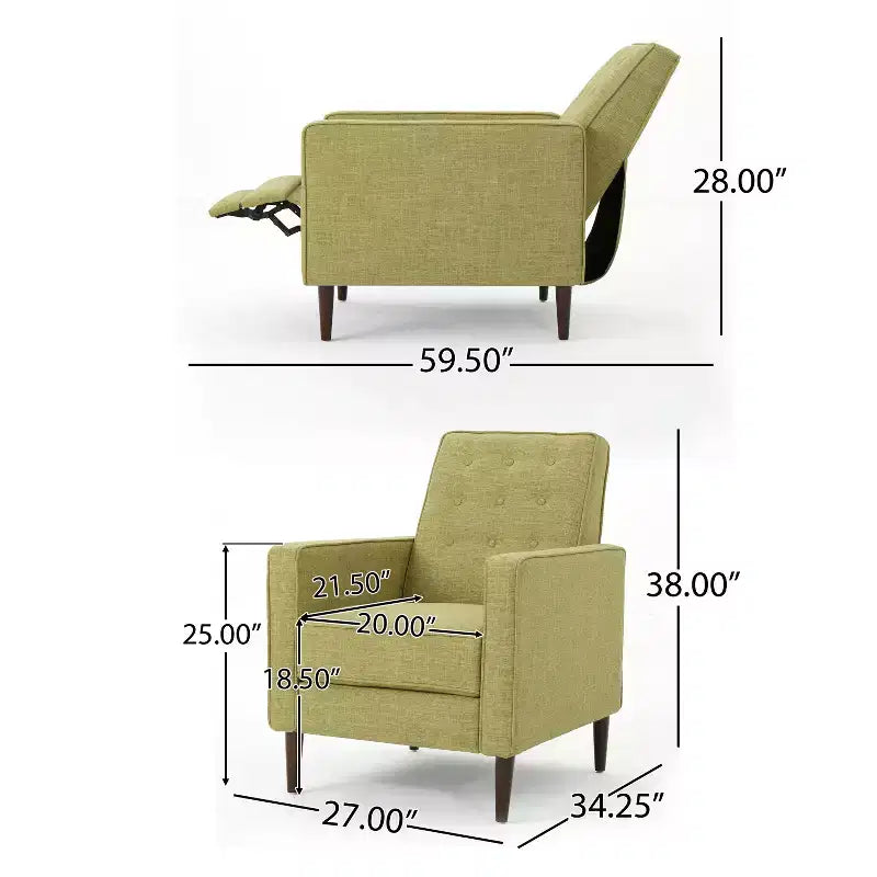 GDFStudio Mason Mid Century Modern Tufted Pushback Recliners (Set of 2)