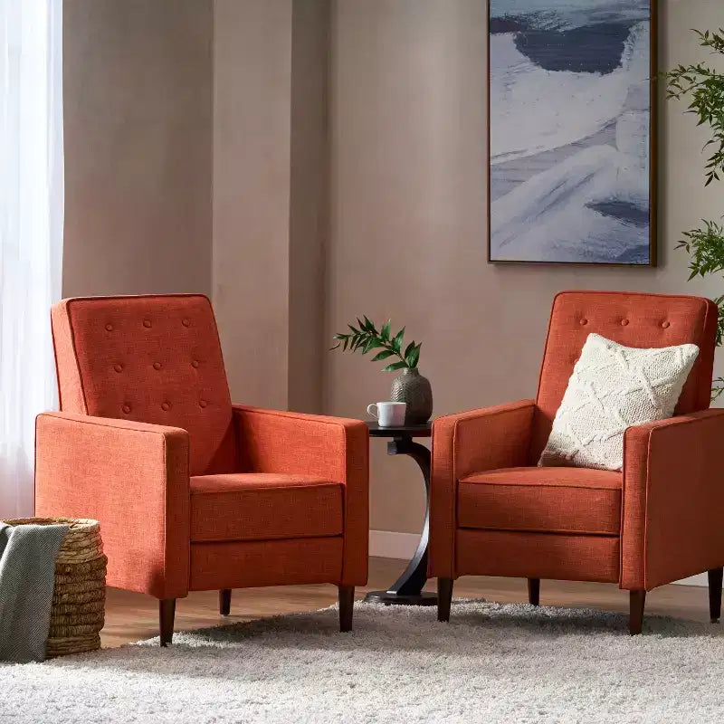GDFStudio Mason Mid Century Modern Tufted Pushback Recliners (Set of 2)