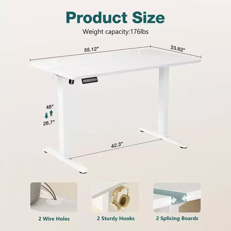 Ergonomic Height Adjustable Table with T-Shaped Metal Bracket Modern Computer Workstations