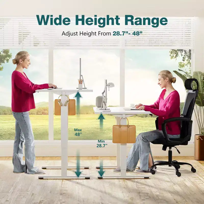Ergonomic Height Adjustable Table with T-Shaped Metal Bracket Modern Computer Workstations