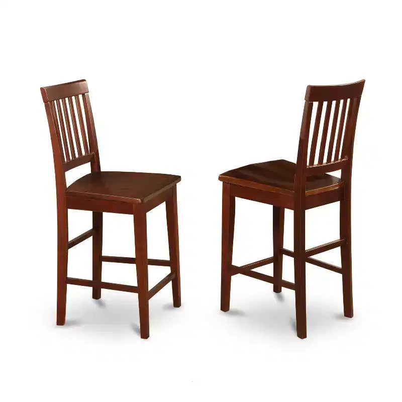 HomeStock Pub Counter Height Dining Set Mahogany Finish