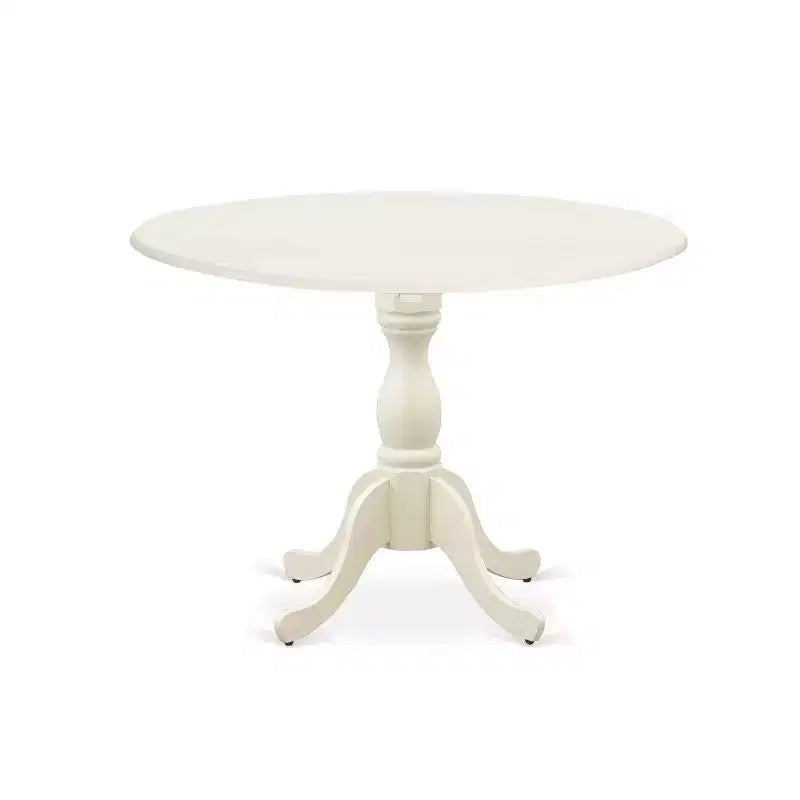 HomeStock 5 Piece Round Dining Table Set Linen Fabric Parsons Chairs