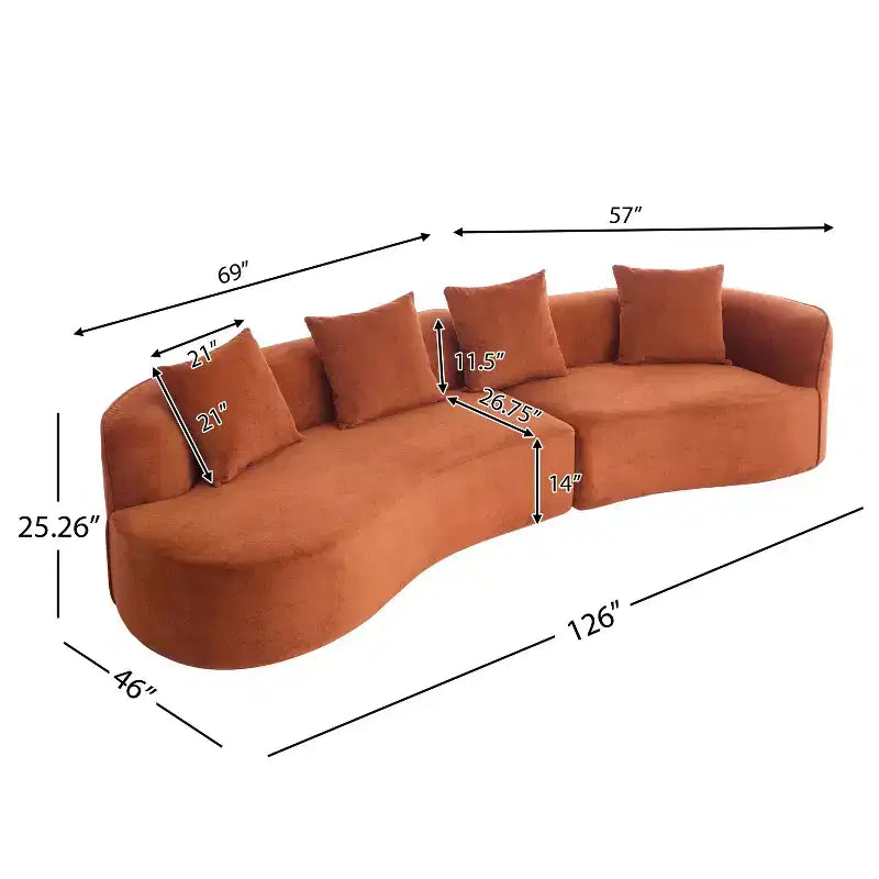 Christopher Knight Home Hailey 126 Modern Boucle Upholstered 5 Seater Curved Sectional Sofa with Pillows