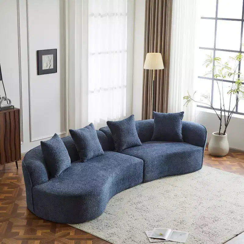 Christopher Knight Home Hailey 126 Modern Boucle Upholstered 5 Seater Curved Sectional Sofa with Pillows