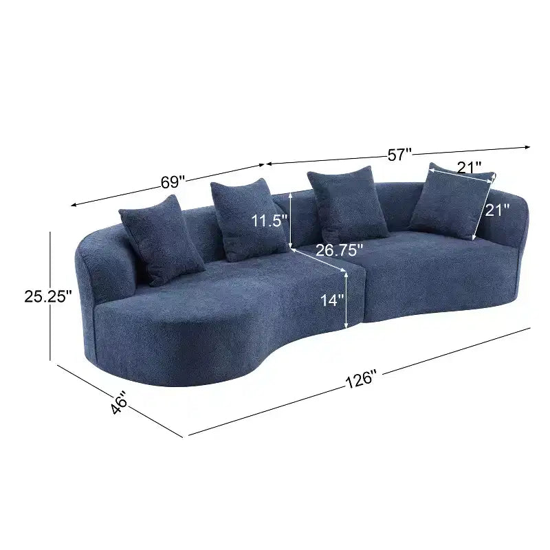 Christopher Knight Home Hailey 126 Modern Boucle Upholstered 5 Seater Curved Sectional Sofa with Pillows