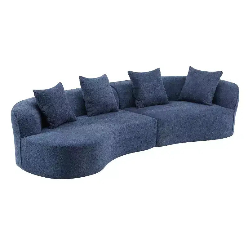 Christopher Knight Home Hailey 126 Modern Boucle Upholstered 5 Seater Curved Sectional Sofa with Pillows