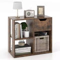 Costway 1/2 PCS 3-Cube Bookshelf 2-Tier Open Shelf Bookcase with Drawer Home Storage Organizer