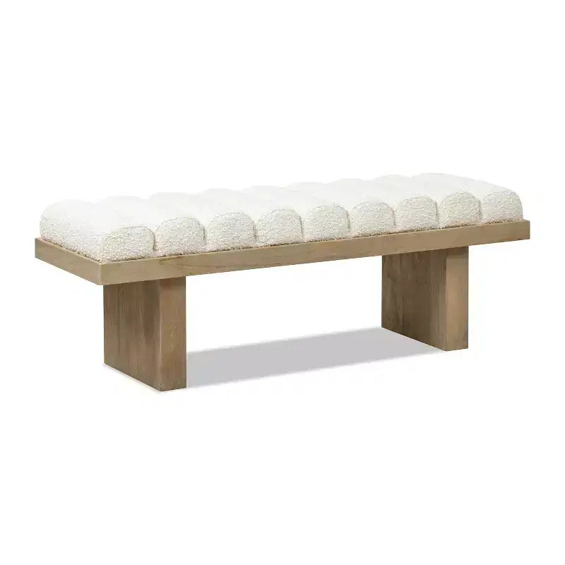 Jennifer Taylor Home Bella 52 Upholstered Modern Accent Bench, Ivory White Boucle
