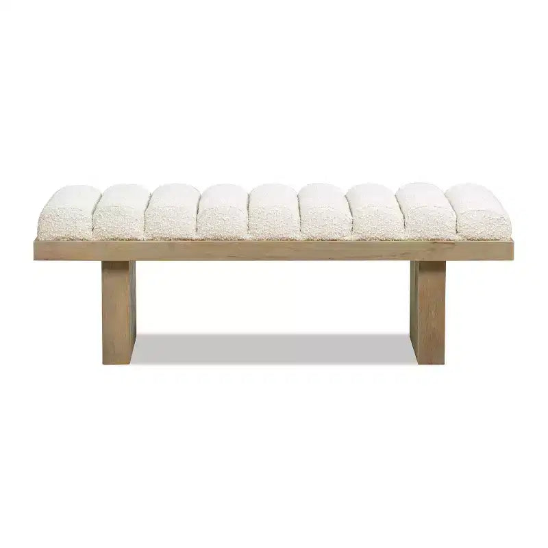 Jennifer Taylor Home Bella 52 Upholstered Modern Accent Bench, Ivory White Boucle