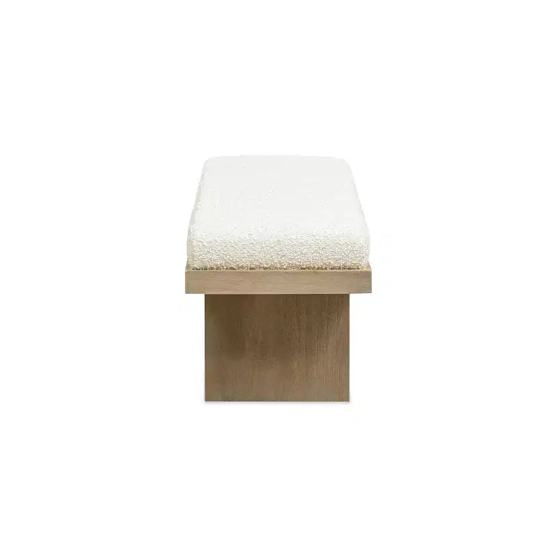 Jennifer Taylor Home Bella 52 Upholstered Modern Accent Bench, Ivory White Boucle