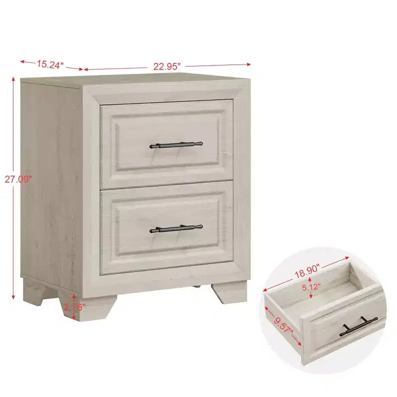 Furniture Bedroom Set 5-Piece Antique Natural Queen Size Wood Bedroom Set - Bed, 2 Chest, Mirror and Nightstand