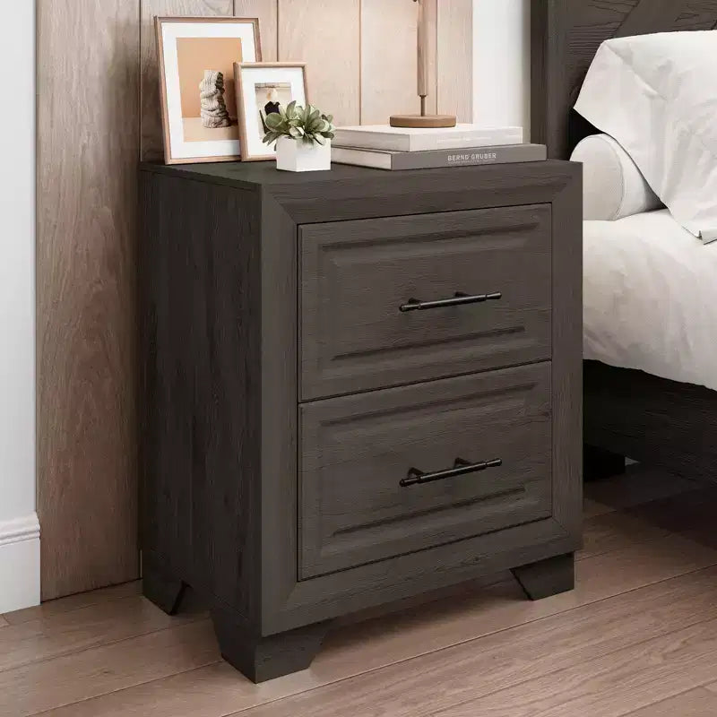 Furniture Bedroom Set 5-Piece Antique Natural Queen Size Wood Bedroom Set - Bed, 2 Chest, Mirror and Nightstand