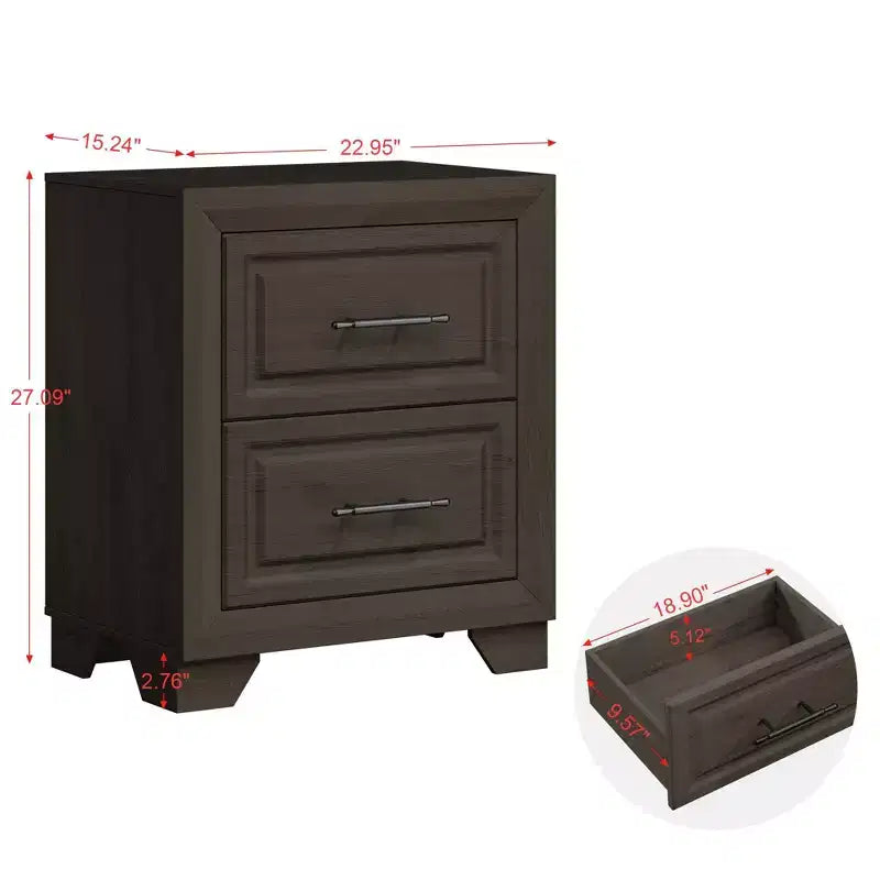 Furniture Bedroom Set 5-Piece Antique Natural Queen Size Wood Bedroom Set - Bed, 2 Chest, Mirror and Nightstand