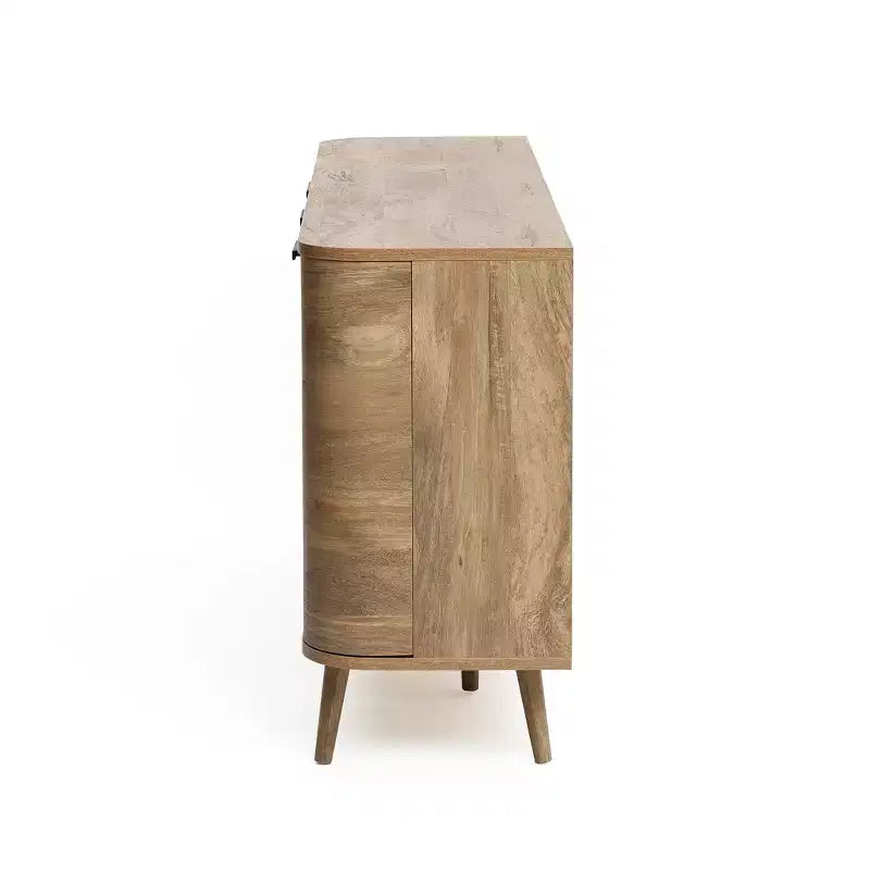 LuxenHome Sideboard Buffet Cabinet with Storage, 59'' Wide Natural Oak Manufactured Wood Accent Console Cabinet with 2-Door and 3-Drawer