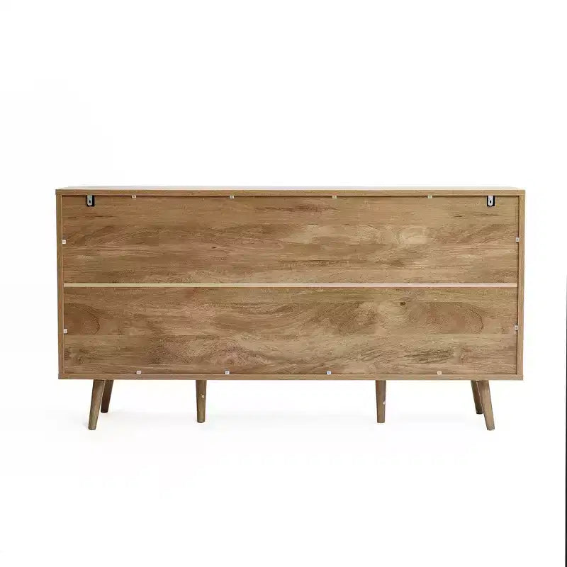 LuxenHome Sideboard Buffet Cabinet with Storage, 59'' Wide Natural Oak Manufactured Wood Accent Console Cabinet with 2-Door and 3-Drawer