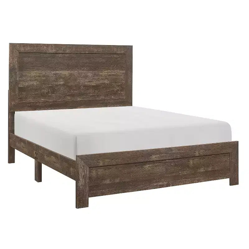 GDFStudio Geoffrey Rustic Brown Full-Size Wooden Panel Bed