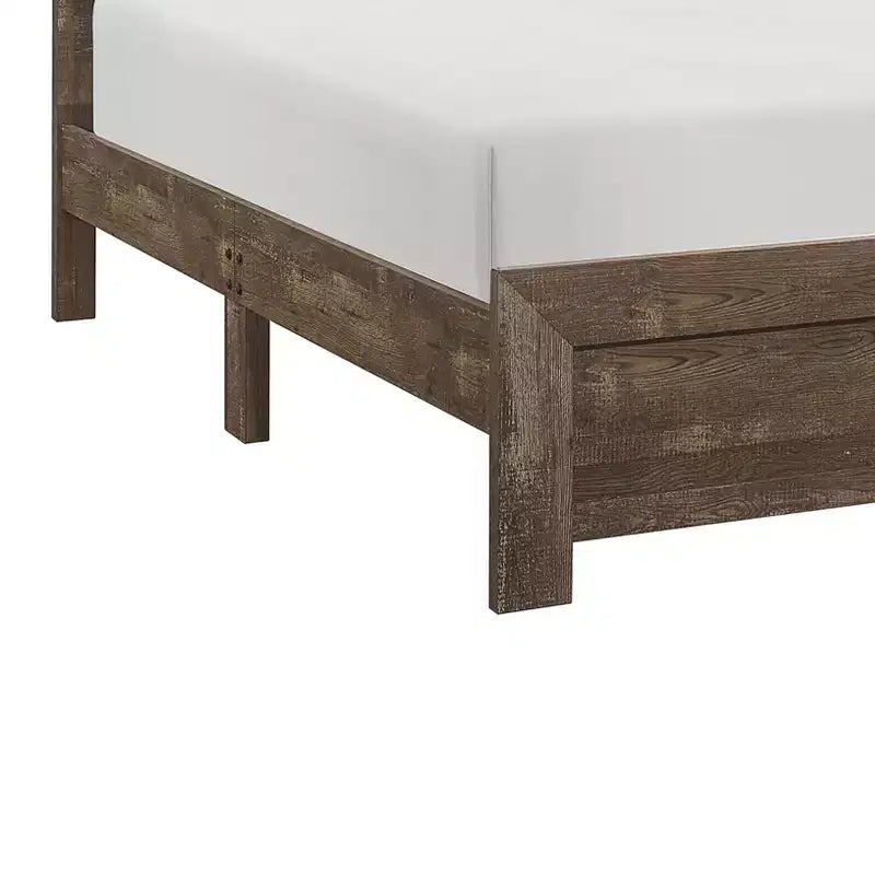 GDFStudio Geoffrey Rustic Brown Full-Size Wooden Panel Bed