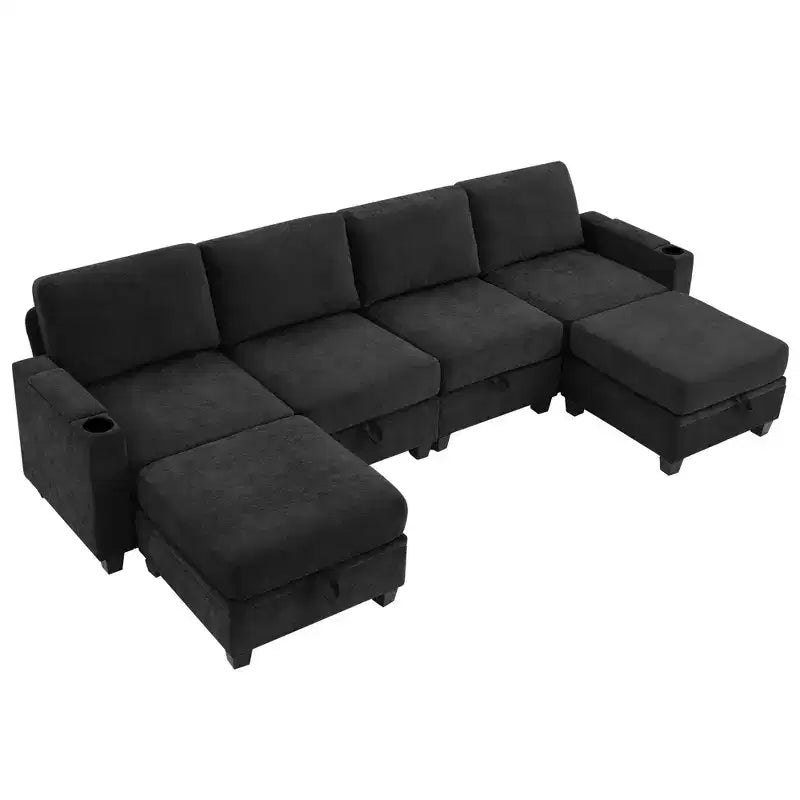 Hyleory 117 Modern Corduroy 5 seater Couch Sectional Sofa for Living Room