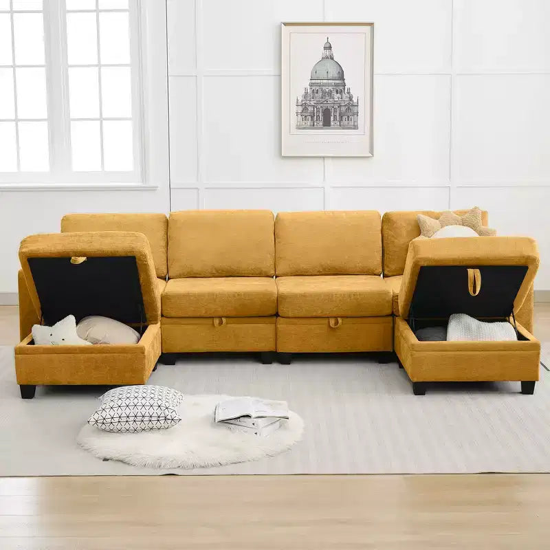 Hyleory 117 Modern Corduroy 5 seater Couch Sectional Sofa for Living Room