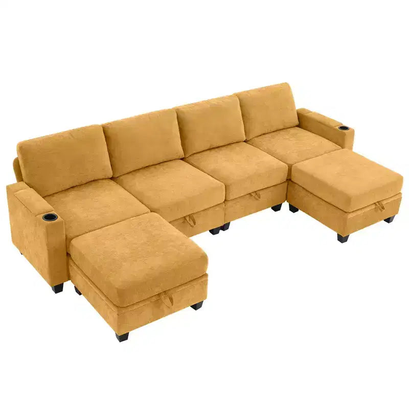 Hyleory 117 Modern Corduroy 5 seater Couch Sectional Sofa for Living Room